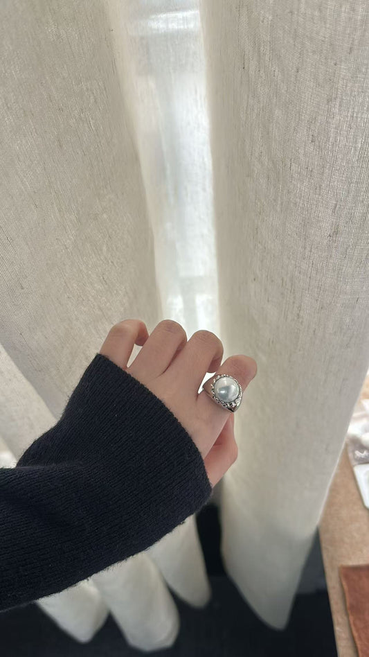 Handmade Mabe Pearl Ring in Sterling Silver | Sculptural Minimal Jewelry