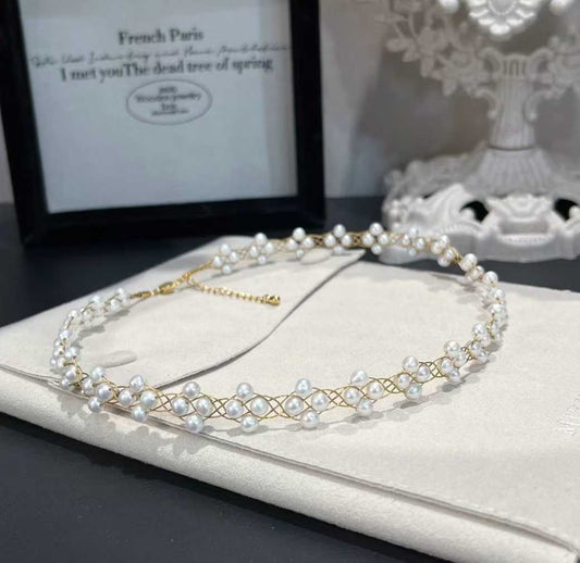 French Lace Woven Pearl Choker