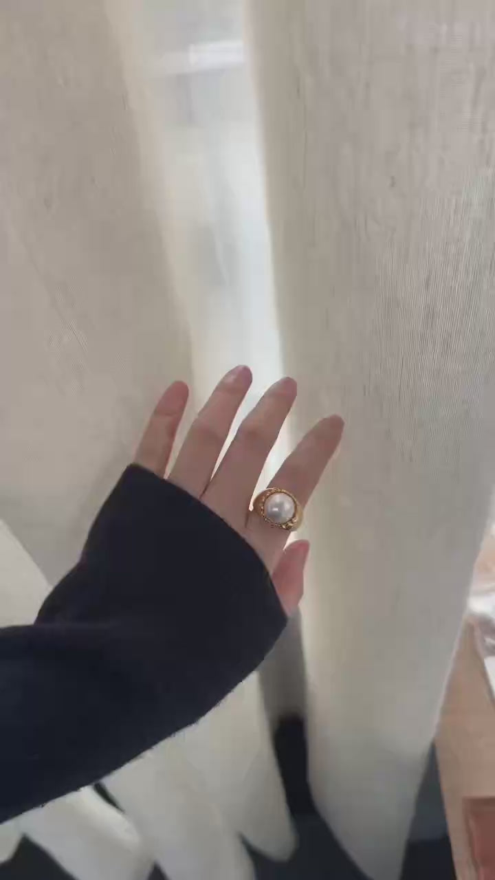 Handmade Mabe Pearl Ring in Sterling Silver | Sculptural Minimal Jewelry